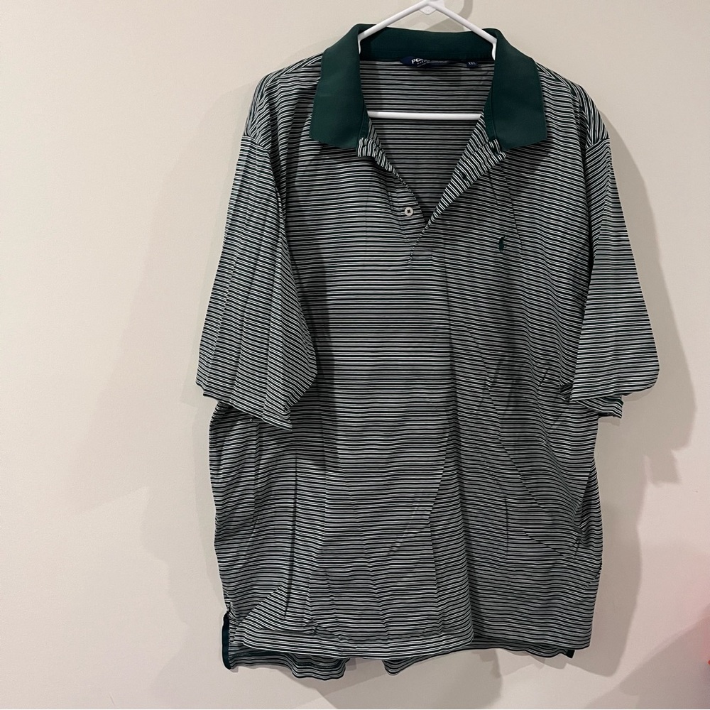 Polo Ralph Lauren Golf Polo Shirt Men’s XXL Pima Cotton Green Striped